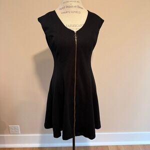 INC International Concepts Women's Black Cap Sleeve Full Zip Dress Size L
